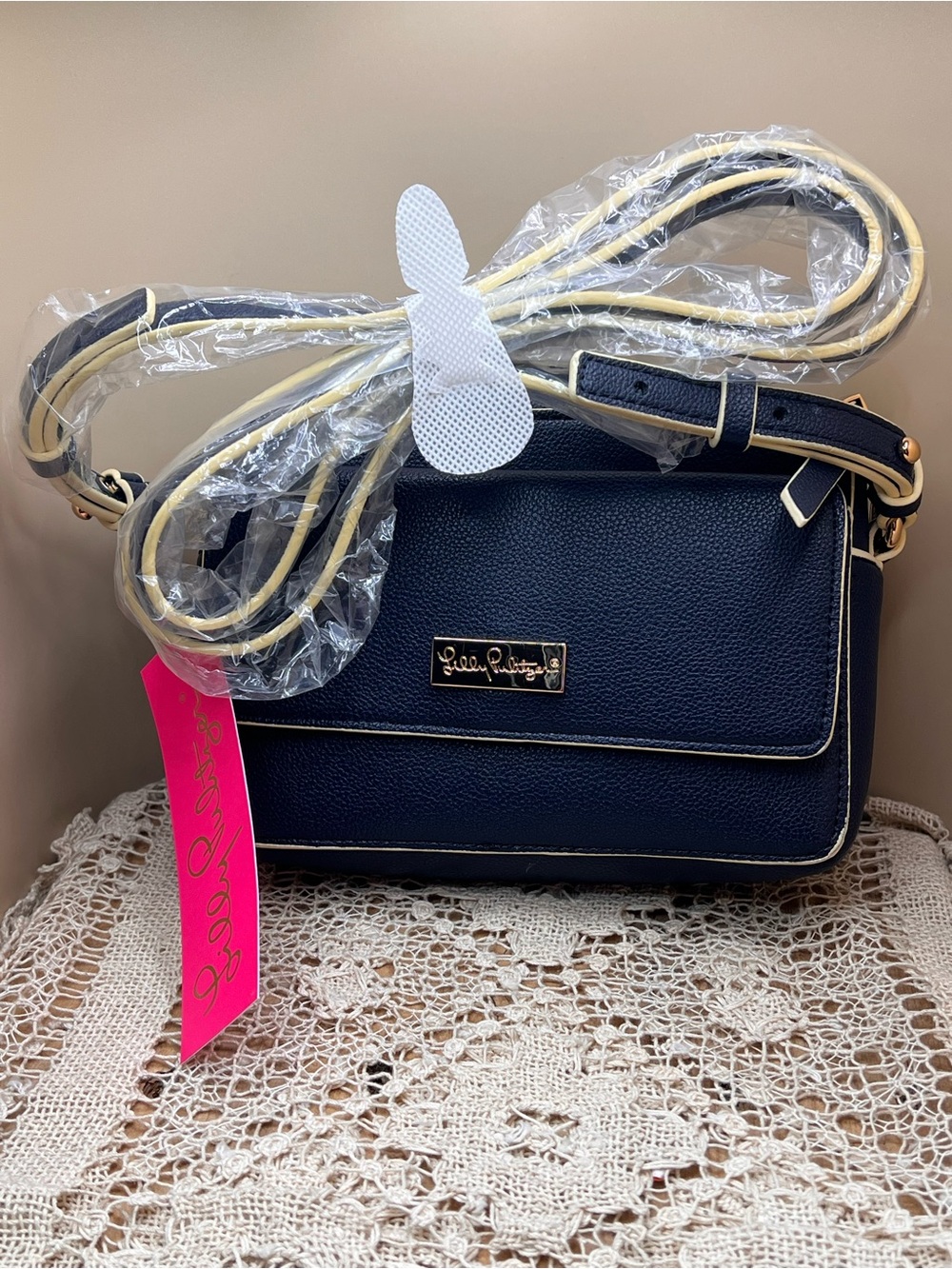 NWT Navy Lily Pulitzer Crossbody Bag with Contrast Trim